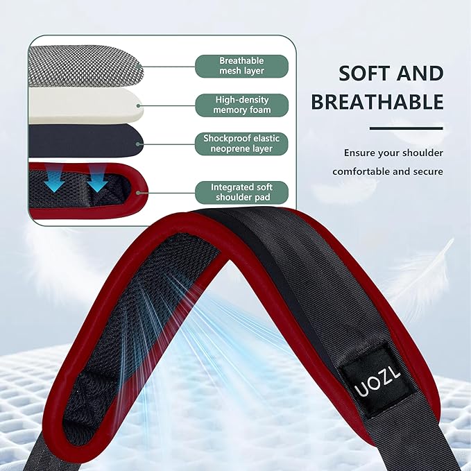 67 Inch Shoulder Straps, Soft with Ultra-Thick Fixed Shoulder Pad, Two Way Independently Adjustable Buckle Replacement Straps for Laptop Bag Messenger Bag Tool Bag Luggage,BlackRed