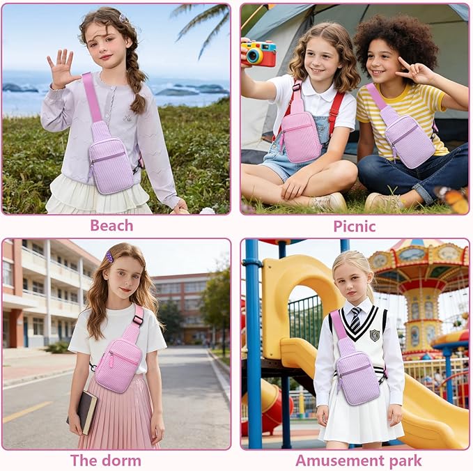Birthday Gifts for 8 9 10 11 12 Year Old Teens Girls Kids, Fanny Pack Crossbody Bag Sling Belt Bags Purse, Dorm Travel Essentials for Girls Fashion, Preppy Tween Teen Girl Gift Trendy Stuff