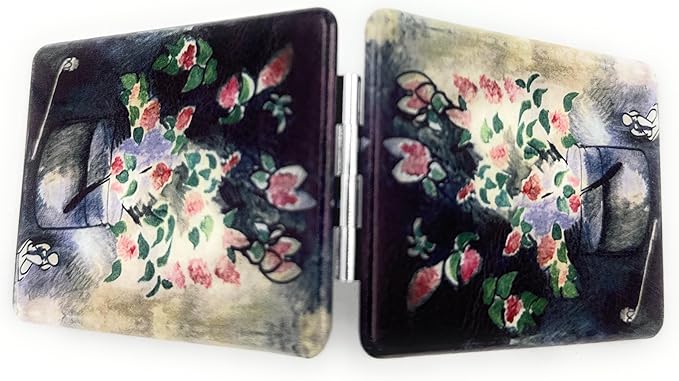 Flowers in A Vase Artwork Mirror Black Compact Travel Mirrors for Purses Small Cosmetic Folding Mirror Great Gift for Artistic Women