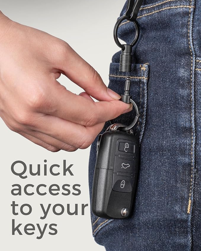 FEGVE Titanium Quick Release Swivel Keychain, Pull Apart Detachable Keychain Heavy Duty Car Key Holder with Key Rings