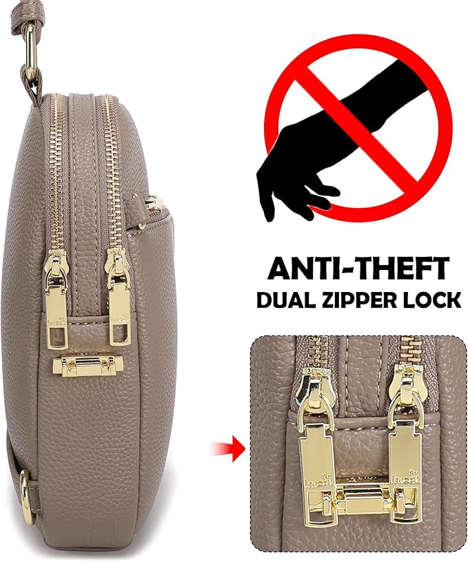 INICAT RFID Blocking Sling Bag, Anti Theft Crossbody Bag for Women Compact Travel Purses Leather