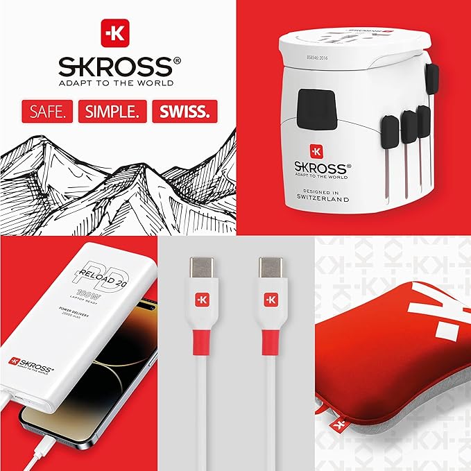 Skross World to Europe Country Travel Adaptor, White