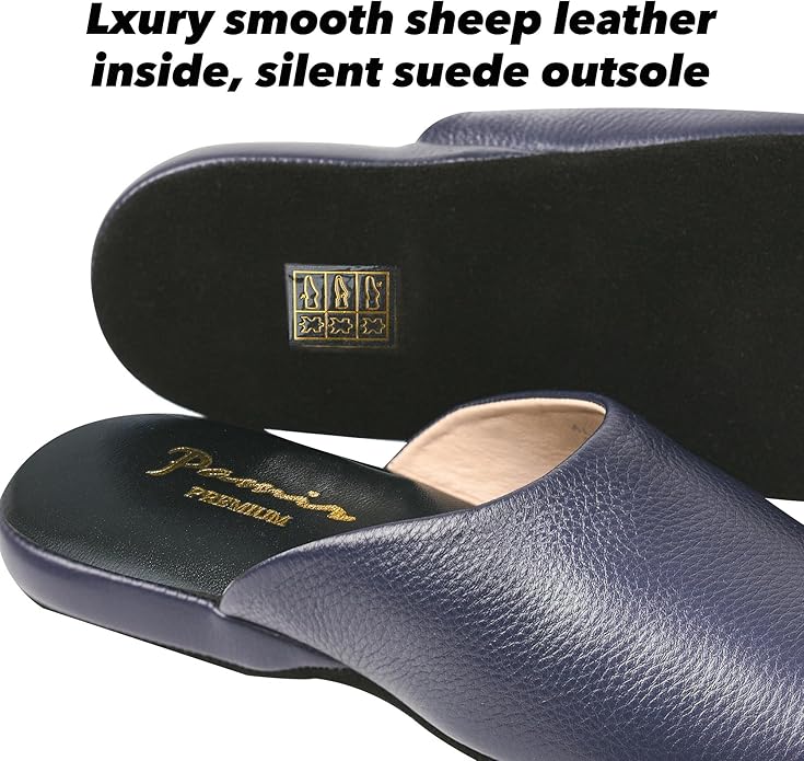 PAMIR Women's Hand-Turned Scuffs, Genuine Leather Indoor House Slippers with Memory Foam