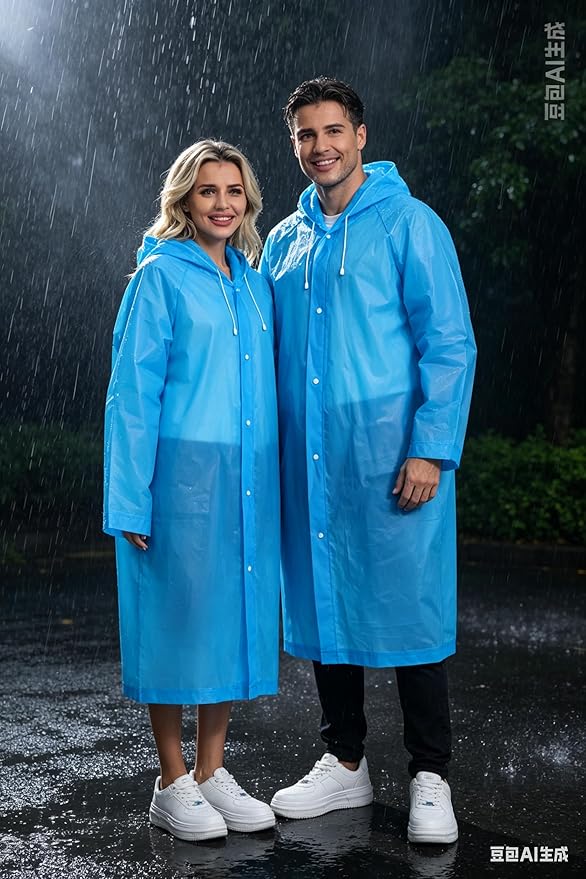 Rain Ponchos for Adults Reusable Raincoats Survival Heavy Duty Military Impermeable 2 Packs Rain Coat…