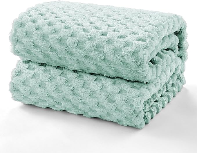 EXQ Home Gentle Soft Fleece Throw Blanket – Cozy Lightweight 3D Imitation Turtle Shell Jacquard Blanket for Couch Bed – All-Season Warm Fuzzy Flannel Blanket for Women Mom Her Gifts(50"x60",Aqua)