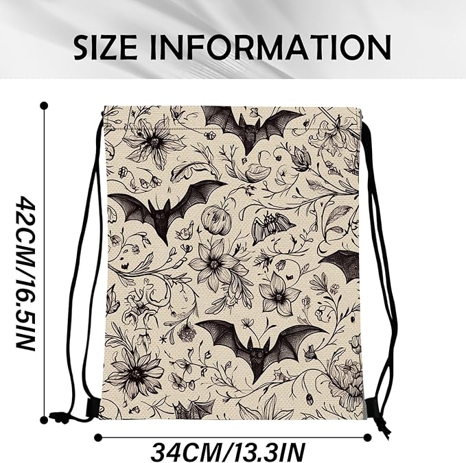 Drawstring Backpack Draw String Sports Bags for Gym Travel Beach Waterproof Cute Sackpack Men Women Aesthetic (13"×17")-Bat
