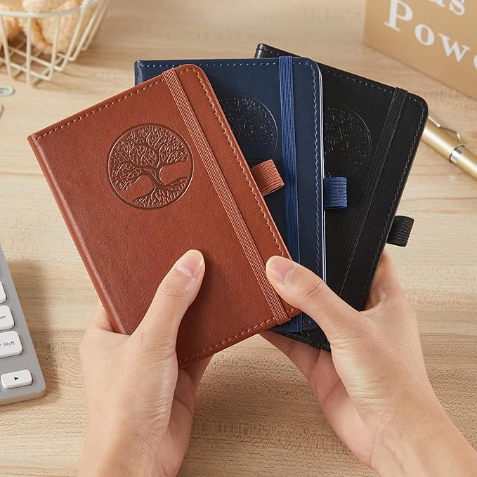 NIRMIRO (3 Pack) Small Journal Pocket Notebook with Pen, A6 (3.7" x 5.7"), for Men Women Work, Writing, Travel, Business