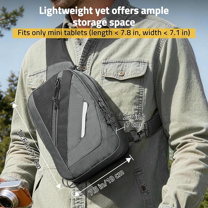 CVLIFE CCW Sling Bag for Men & Women, Tactical EDC Concealed Carry Chest Pack, Quick Draw Concealment Purse, Everyday Carry Crossbody Shoulder Bag for Travel, Hiking, Running & Daily Use, Grey