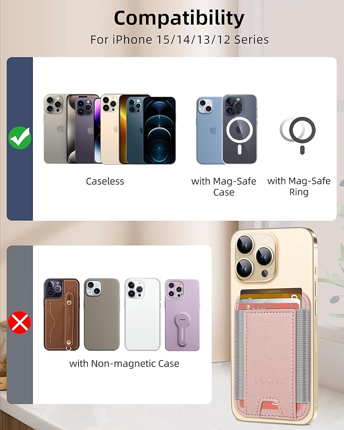 HiWe for MagSafe Wallet: 7-Card Holder, RFID Blocking, Strong Magnet for iPhone 12-17 Series, Slim, 1 Slot