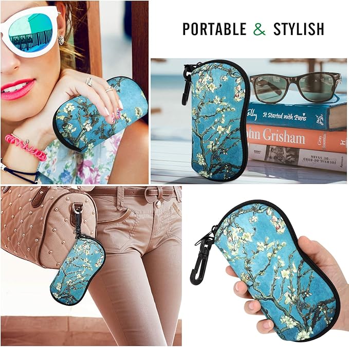 MoKo Sunglasses Soft Case Ultra Light Neoprene Zipper Eyeglass Case for Men Women