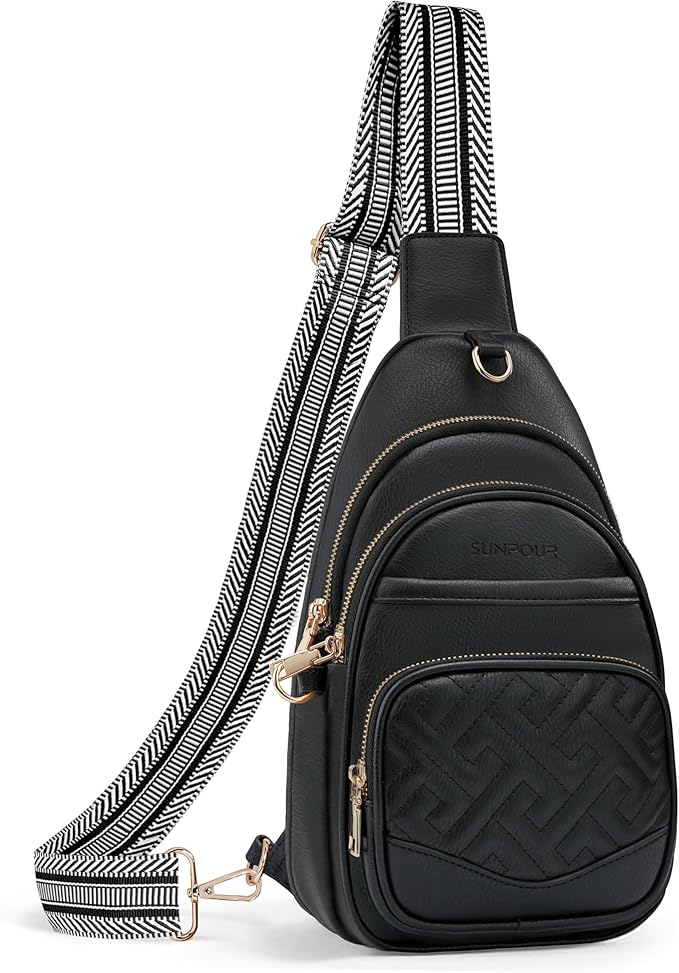 Anti Theft Crossbody Bags for Women, RFID Vegan Leather Sling Purse for Travel, Chest Bag, Cross Body Purses & Fanny Packs(Black)