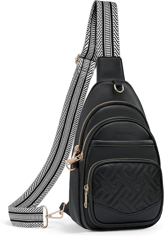 Anti Theft Crossbody Bags for Women, RFID Vegan Leather Sling Purse for Travel, Chest Bag, Cross Body Purses & Fanny Packs(Black)