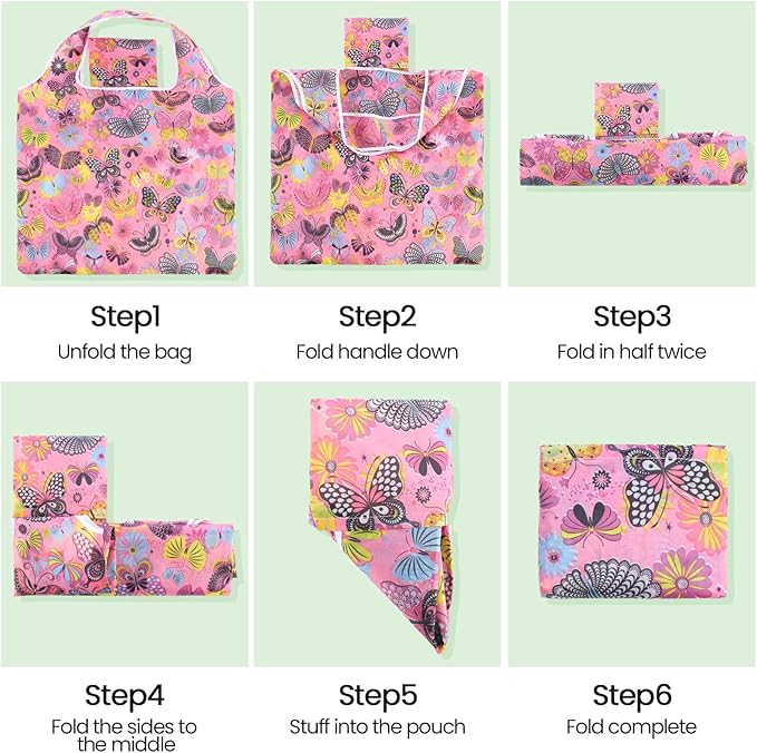 Weewooday 18 Pieces Foldable Reusable Shopping Bags Machine Washable Grocery Bags Waterproof