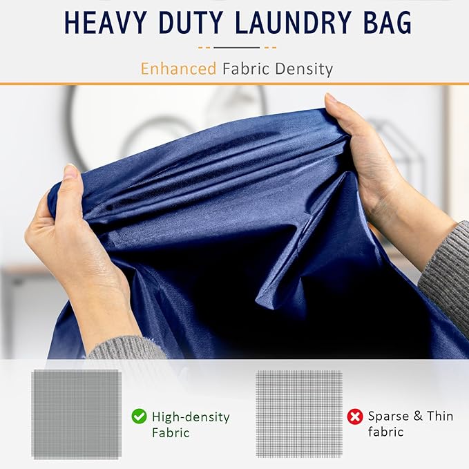 Isink Extra Large Heavy Duty Laundry Bag - 28" x 40", Travel Laundry Bag for Dirty Clothes, Camping & Travel (Navy)