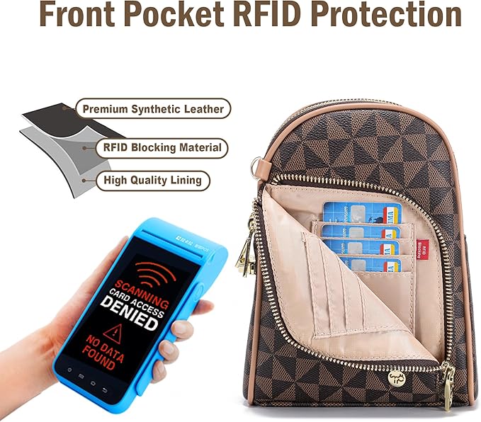 INICAT RFID Blocking Sling Bag, Anti Theft Crossbody Bag for Women Compact Travel Purses Leather