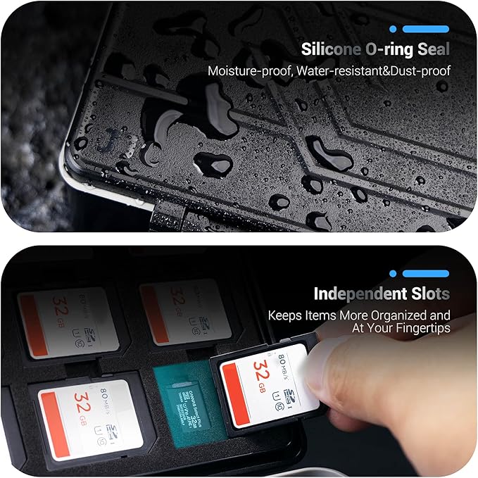 53 Slots USB and SD Card Case for 18 Flash 8 Mini Driver 9 SD and 18 TF Card, USB Drive Case Hard, Shockproof Water-Resistant, Pen Flash Thumb Drive Storage Organizer