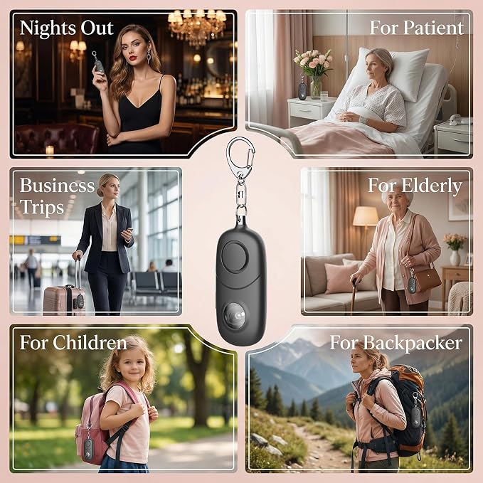 Personal Alarm for Women Keychain Alarm: Qoosea 135dB Emergency Keychain Siren with Strobe Light Loud Siren for Women Kids Students Seniors Emergency Self-Defense for Night Sports