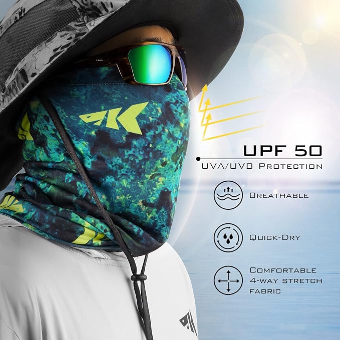 KastKing Sol Armis Neck Gaiter - UPF 50 Face Mask - UV Sun Protection Mask for Men & Women, Fishing, Hiking