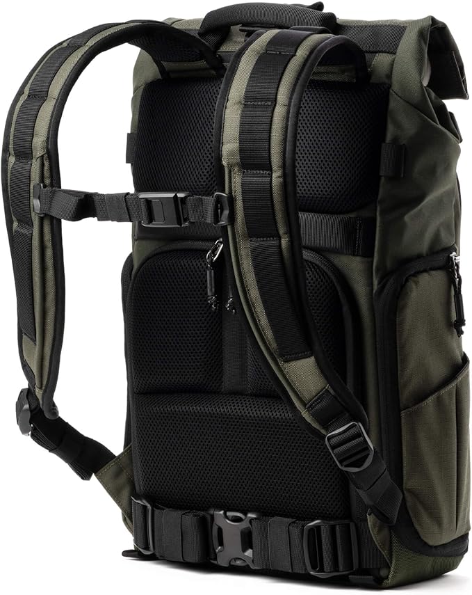 Think Tank FocusPoint 22L RollTop Camera Backpack - Greenway: Expandable Travel & Camera Backpack with Laptop Sleeve, Quick Side and Back Access, Rain Cover – Versatile Photography & Travel Bag