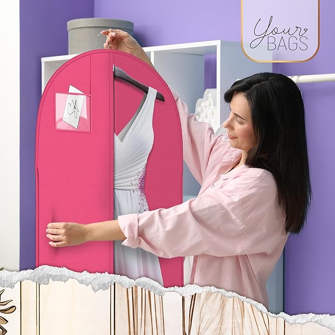 Fuchsia Dress and Gown Garment Travel Bags - 54" x 24" -Women's, Hanging Window