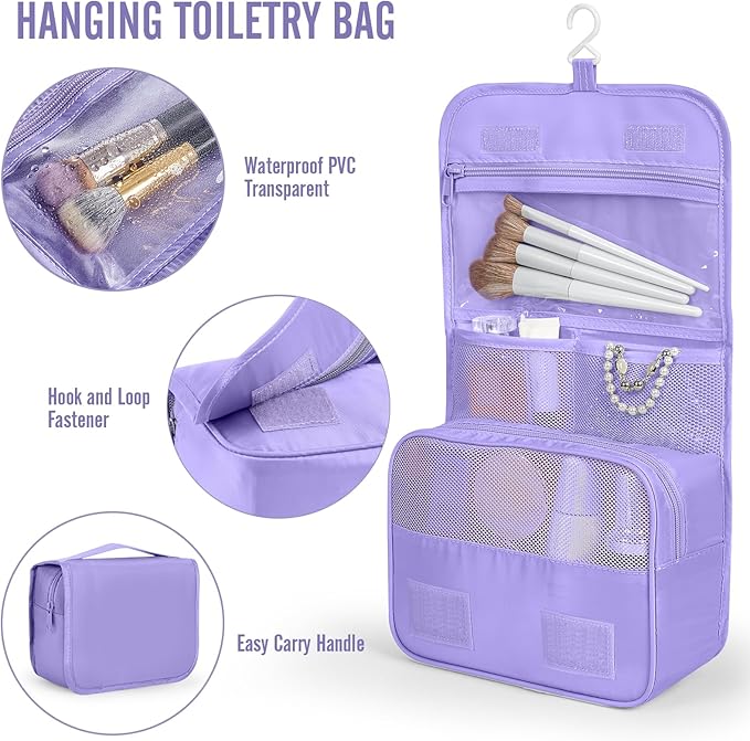 Veken 8 Set Packing Cubes for Travel Essentials,Anti-Wrinkle Buckled Suitcase Organizer for Shoe & Toiletry Bag,Carry On Luggage Bag for Airplane & College Dorm Room Accessories,Women Men Gifts