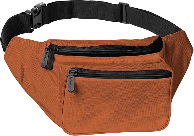 Brown Fanny Pack Belt bag - Crossbody Waist Bag for Men or Women - Hands-Free, Waterproof Large Bumbag for Hiking, Running, and Travel