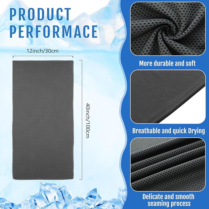 Hosuly 6 Pack Cooling Towels 40" x 12" Sport Towels, Cooling Rag for Neck and Face Ice Breathable Chilly Portable Neck Wraps for Yoga(Dark Gray)