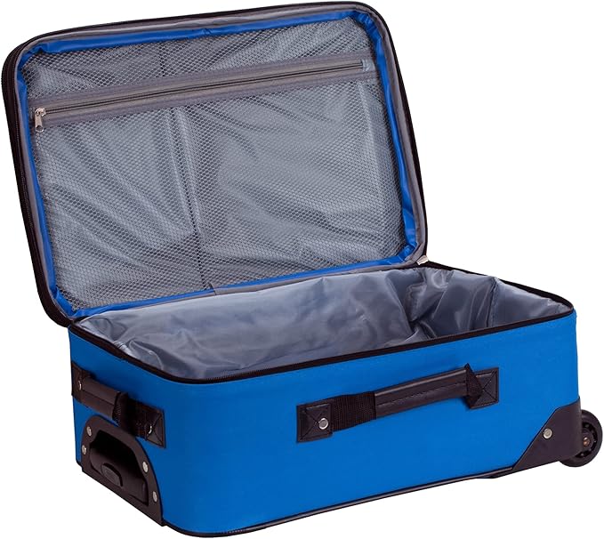 Rockland Fashion Softside 2 Piece Luggage Set, Expandable, (14" Tote/19" Upright), Blue