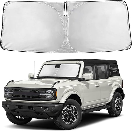 Autovir Windshield Sun Shade Fit for 2021-2024 2025 2026 Ford Bronco Sunshade, Front Car Window Shades Sun Visor, Blocks UV Rays & Heat, Car Accessories