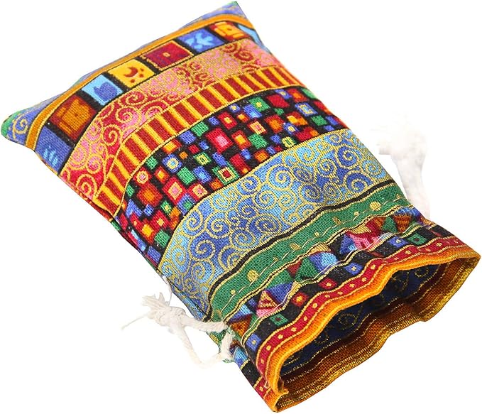 PINOWU Ethnic Style Drawstring Gift Bag 5x7 Cotton Reusable Pouches (12pcs) Jewelry Coin Storage Pouch Eco-Friendly Sachet Bags for Candy Wedding Party Valentine Favors