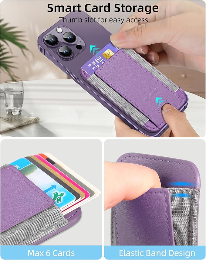 HiWe for MagSafe Wallet: 7-Card Holder, RFID Blocking, Strong Magnet for iPhone 12-17 Series, Slim, 1 Slot