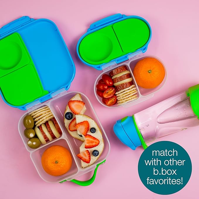 b.box Snack Box - Leakproof Mini Bento Box for Kids & Toddlers, 2 Compartment Snack Containers for Kids, Lunch Containers, Dishwasher Safe, BPA Free, PFAS Free, Ages 4m+, 1 3/4 Cup - Lemon Sherbet
