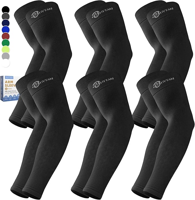 BHYTAKI Cooling Compression Arm Sleeves for Men Women,UPF50 UV Sun Protection Sleeves for Work Sport Tattoo Cover Up