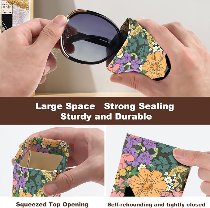 Anikathy 2Pcs Sunglass Eyeglass Glasses Case Soft PU Leather with Cleaning Cloth Cute Glasses Pouch Bag for Men Women Girs