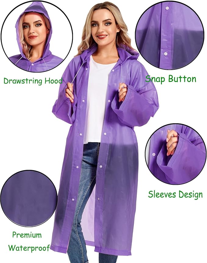 Rain Ponchos for Adults Reusable Raincoats Survival Heavy Duty Military Impermeable 2 Packs Rain Coat…
