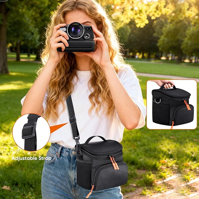 KANG YU Camera Sling Bag Compatible with Polaroid Now+ Generation 3rd/2nd/1st I-Type, Crossbody Camera Bag Compatible with Polaroid Now Instant Camera, Camera Carrying Case with Adjustable Strap