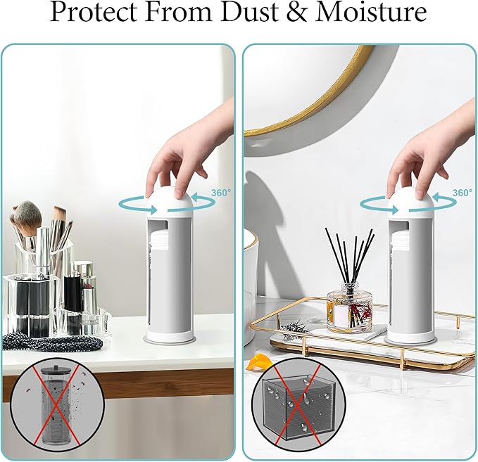 bodkar Cosmetic Cotton Pad Rounds Holder with Rotating Lid, Cotton Pads Dispenser Modern White Plastic Organizer Storage