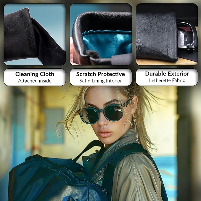 Soft Sunglasses case | Large Glasses Case Holder - Eyeglass Pouch Squeeze Top | Glasses pouch Lightweight Extra Layers