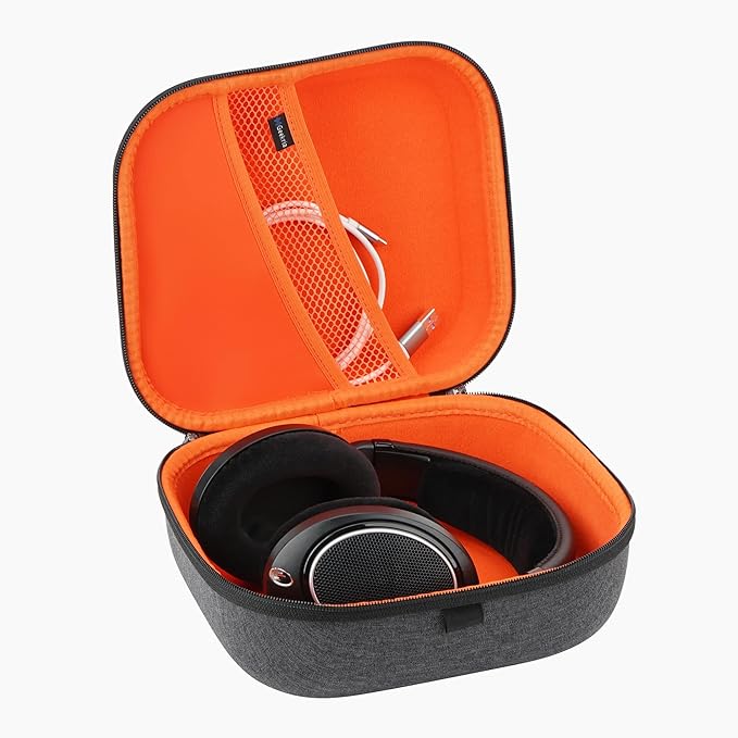 Geekria Shield Headphones Case Compatible with Sennheiser HD400PRO/HD 560S/HD598/HD 599SE/HD280PRO/HD 600, Replacement Hard Shell Travel Carrying Bag with Cable Storage (Dark Grey)