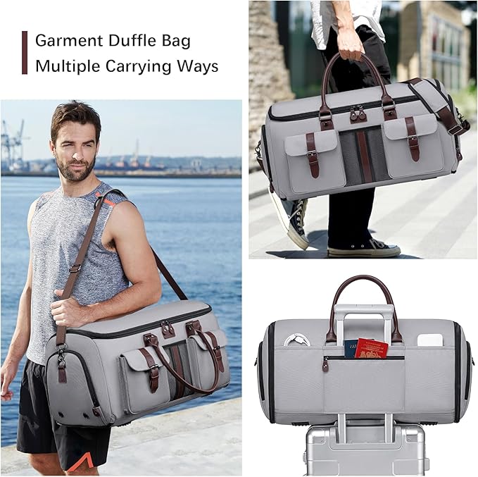 Carry on Garment Bag for Travel, Convertible Garment Duffle Bags for Men Women - 2 in 1 Hanging Suitcase Suit Travel Bags with Shoe Compartment