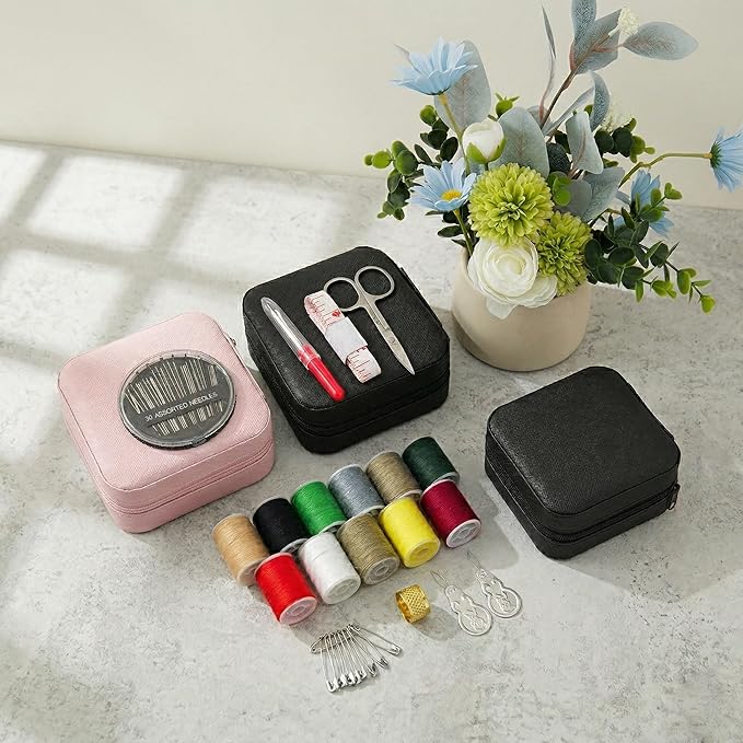 Portable Sewing Kit for Adults, Travel Sewing Supplies with Needles, Thread, Scissors, Zipper Repair Kit, Mini Emergency Sewing Set for Home, Office, Beginner & on-the-Go Repairs (Green)