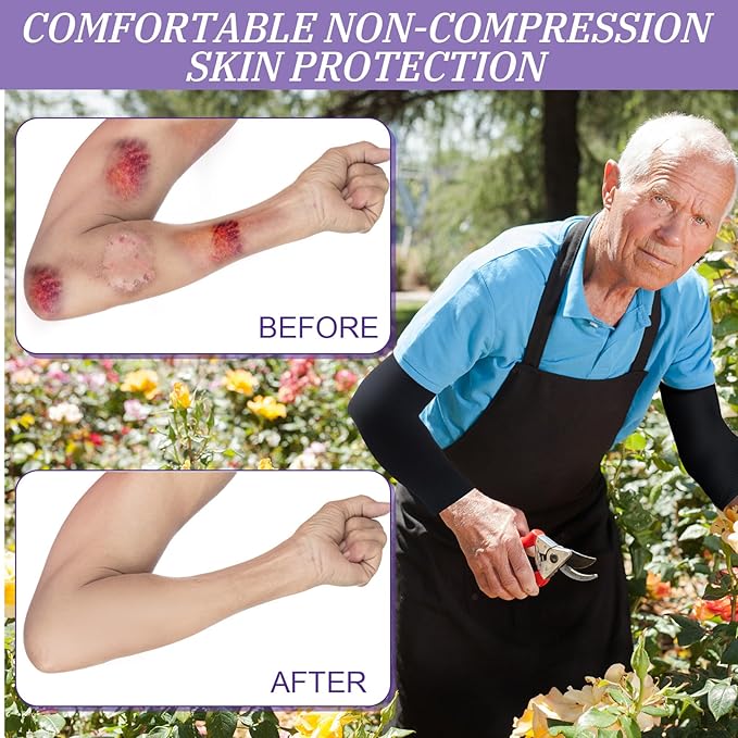 Janmercy 8 Pairs Elderly Skin Thin Protector Sleeves Bruise Abrasions Protective Arm Sleeve