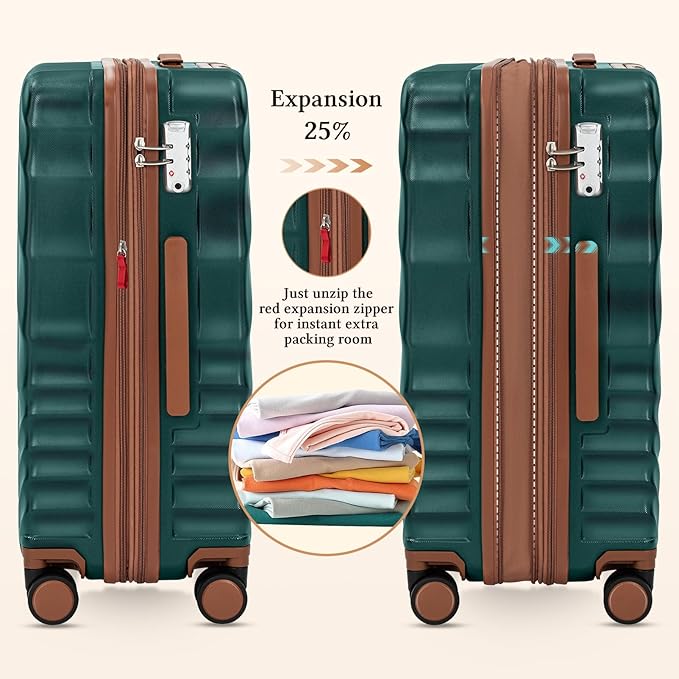 Rosamo 5 Piece Luggage Set Expandable Hardside, 20/24/28in Suitcases with Matching Travel Bags, 22x14x9 Airline Approved Carry On, TSA Lock, Spinner Wheels, ABS+PC