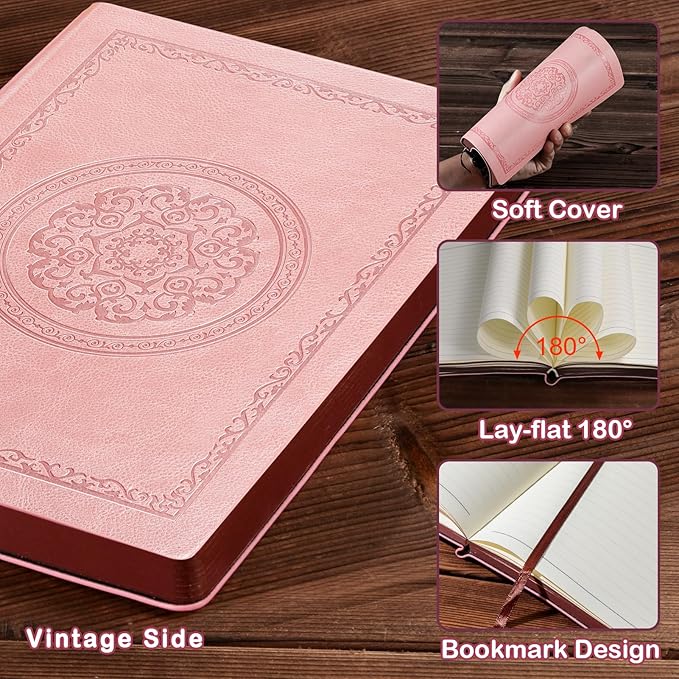 Fetinar 2026 Leather Vintage Journal Notebook,300 Pages,Leather Softcover Lined Journal Notebooks for Women Men,Notebook Journals for Writing Travel,Business,Office,7.1'' X 9.8''
