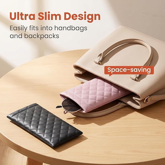 3 Pcs Soft Glasses Case for Women and Men, PU Leather Portable Slim Sunglasses Pouch, Squeeze Top Soft Eyeglasses Protective Holder, Travel Eyeglass Case for Sunglasses and Prescription Glasses