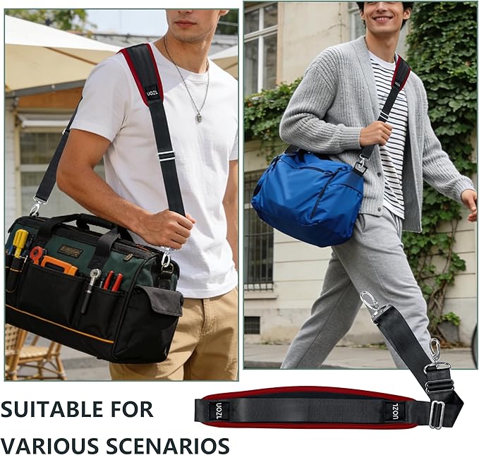 67 Inch Shoulder Straps, Soft with Ultra-Thick Fixed Shoulder Pad, Two Way Independently Adjustable Buckle Replacement Straps for Laptop Bag Messenger Bag Tool Bag Luggage,BlackRed
