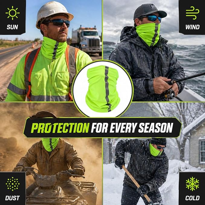 SATINIOR 4 Pcs Neck Gaiter Face Mask for Men Reflective Face Cover Scarf Summer UV Sun Protection Balaclava Bandana for Work