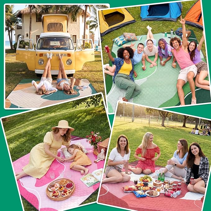 Waterproof Picnic Blanket Beach Outdoor Camping Mat Extra Large Foldable Cute Big Travel Essential Accessories Gift Park Patio Lawn Garden Grass Ground Play Music Festival Concert Must Have