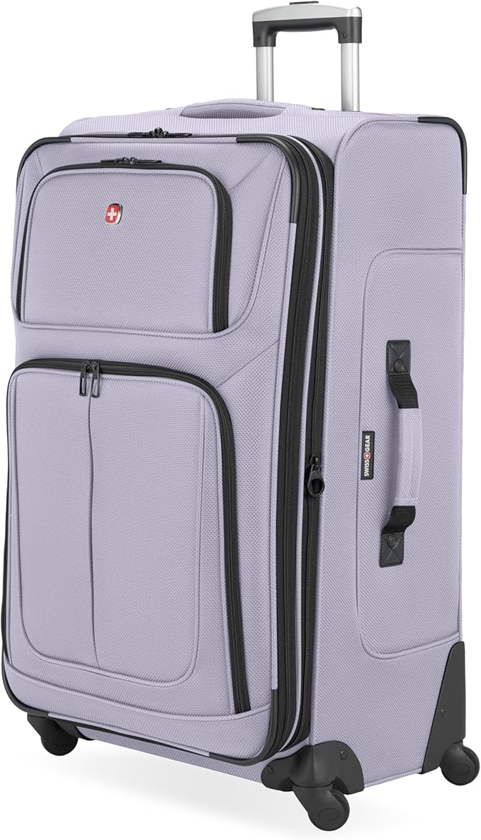 SWISSGEAR Sion Softside Expandable Spinner Luggage Durable Lightweight Travel Suitcase, Evening Haze, Checked-Large