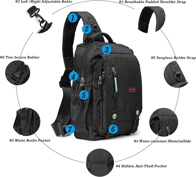 NICGID Sling Bags Chest Shoulder Backpacks, Laptop Backpack Crossbody Messenger Bag Travel Outdoor Men Women